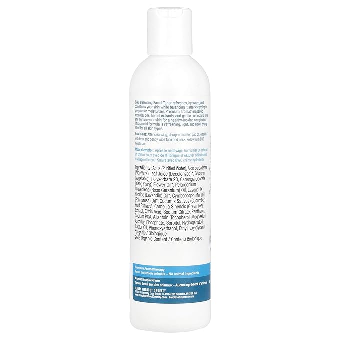 Beauty without Cruelty Aromatherapy Balancing Facial Toner, Alcohol Free, 8.5-Ounces