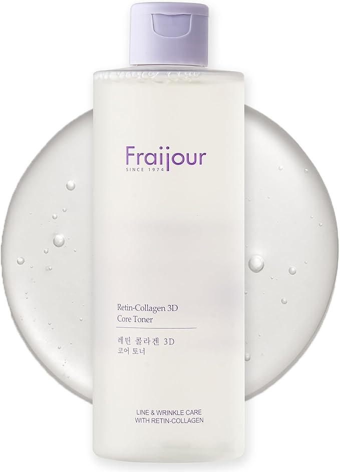 Fraijour Retin-Collagen 3D Core Toner – Anti-Aging Korean Toner with Bakuchiol, 7 Types of Collagen & Hyaluronic Acid, Firms Skin & Reduces Pores, Gentle for Sensitive Skin, 8.45 fl.oz.
