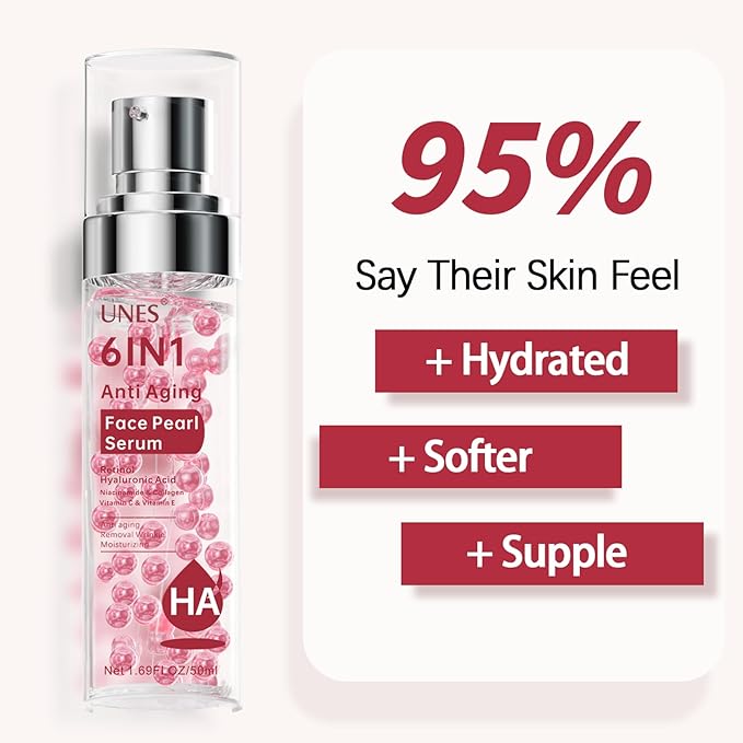 Unes Hyaluronic Acid Serum for Face,Pluming,Wrinkle Reducing,Deeply Hydrates and Smoothes Dry, Sensitive Skin,Fragrance-Free for Women and Men 1.69 Oz