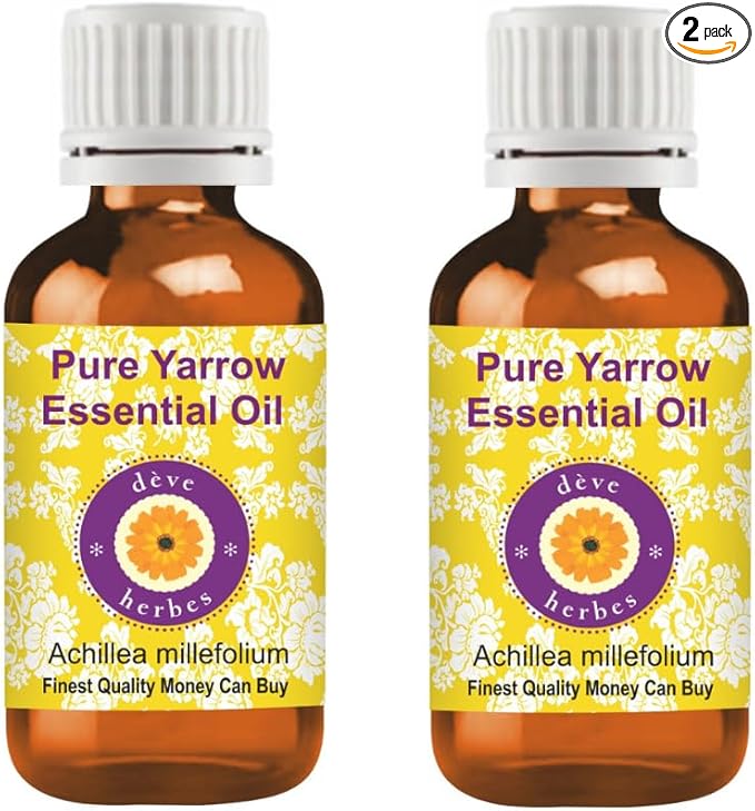 dève herbes Yarrow Essential Oil (Achillea millefolium) Pure | Non-Sticky | Non-Greasy | Lightweight | Men & Women | All Skin Types | Steam Distilled 5ml X 2 (0.33 oz)