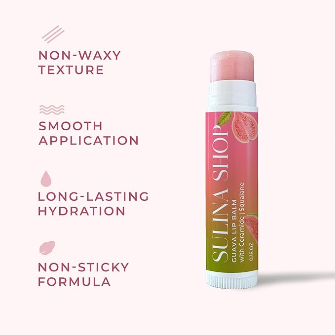 Guava Lip Balm Hydrating for Dry, Cracked Lips, Beeswax Lip Moisturizer Stick, Soothe Dryness, Restores Smoothness & Barrier Protection, Natural & Instant Moisture, Sweet Lip Therapy - 0.15 Fl oz