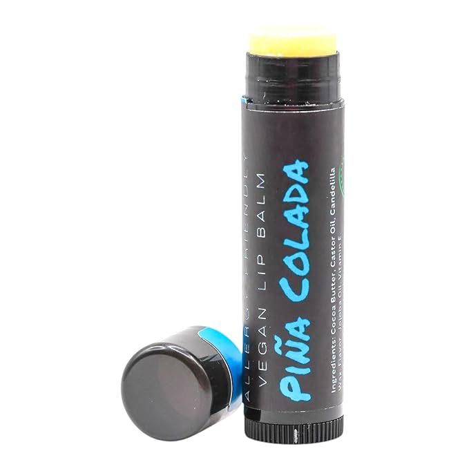 Vegan Lip Balm - All Natural and Free of Beeswax, Soy, Nut, and Top 9 Food Allergens (Pina Colada)