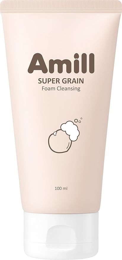 Amill Super Grain Foam Cleansing (100ml/3.39fl.oz) – Gentle Facial Cleanser with Multi-Grain Extracts for Soft & Hydrated Skin