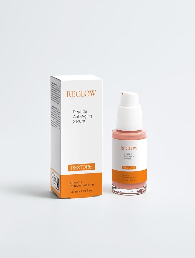 ReGlow Peptide Anti-Aging Serum – Hyaluronic Acid & Peptides for Wrinkle Reduction, Firming & Hydration – ECOCERT Natural Certified, Vegan – 30ml (1.01 fl oz)