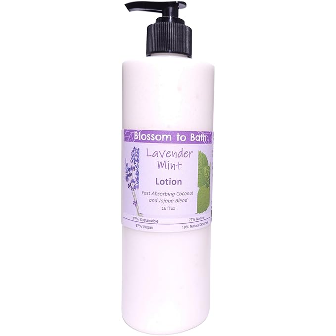 Blossom to Bath Lavender Mint Lotion (16 ounce) - Pure Essential Oil Fragrance - Absorbs Quickly with a Cheerfully Relaxing Scent
