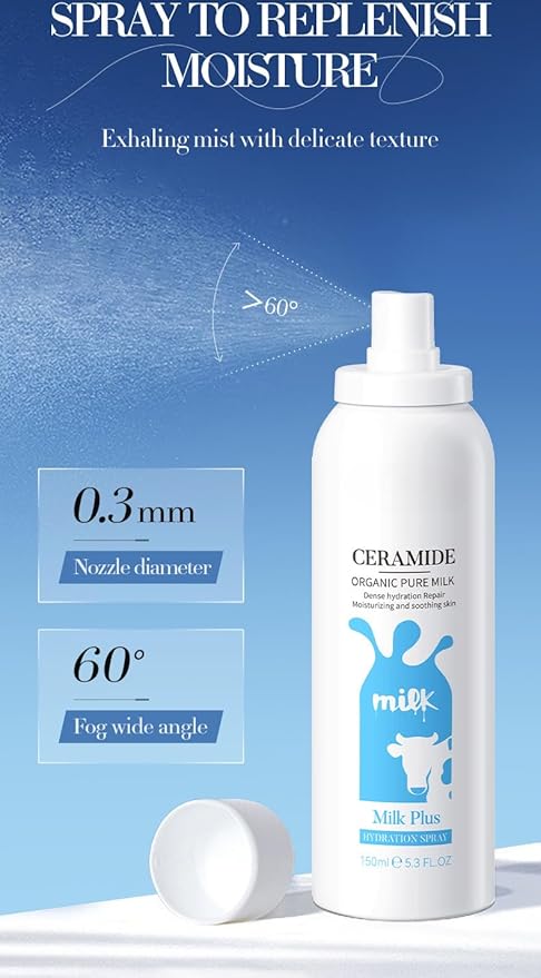 Ceramide Milk Hydrating Mist, Nourishing Hydrating Mist, Protecting & Anti-Aging, Hydrating Refreshing Soothing Facial Mist Spray, Hyaluronic Ceramide Mist Hydrating Toner with Hylauronic Acid