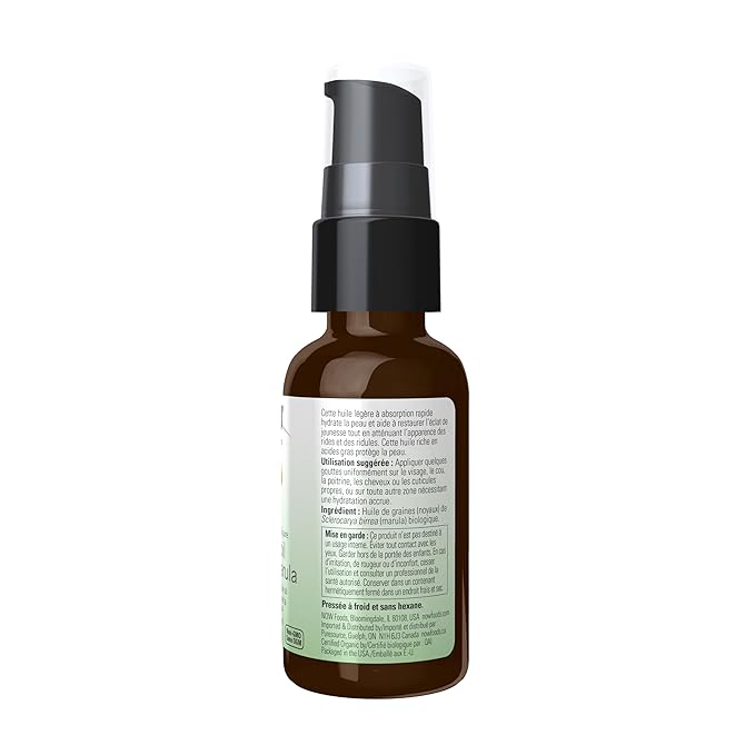 NOW Foods Solutions, Organic Marula Oil, Skin Hydrating and Nourishing, 100% Pure, 1-Ounce
