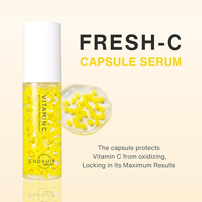 Capsule Serum with New Packaging,BEAUTY SERUM WITH VITAMIN C, V Serum, 1.0 fl oz (30 ml), Vitamin C Derivative, Concentrate, Rough, Dullness, Dry