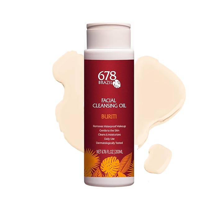 678Brazil Facial Cleansing Oil - Deep Cleanser and Waterproof Makeup Remover for Daily Use - All Skin Types – Natural Ingredients with Buriti, Grape Seed and Sunflower Seed Oils - 200ml / 6.76fl.oz