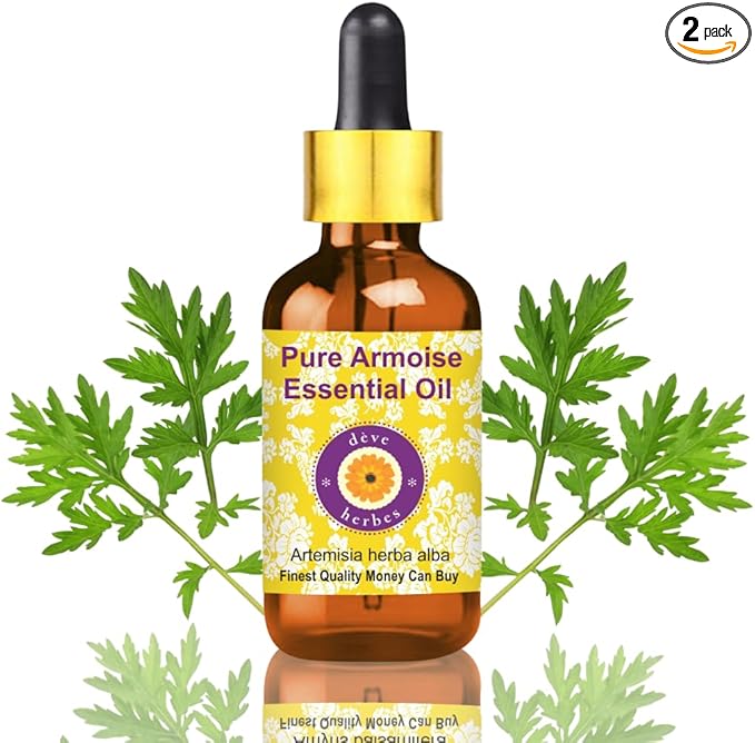 Deve Herbes Pure Armoise Essential Oil (Artemisia herba alba) with Glass Dropper Steam Distilled 10ml (0.33 oz)