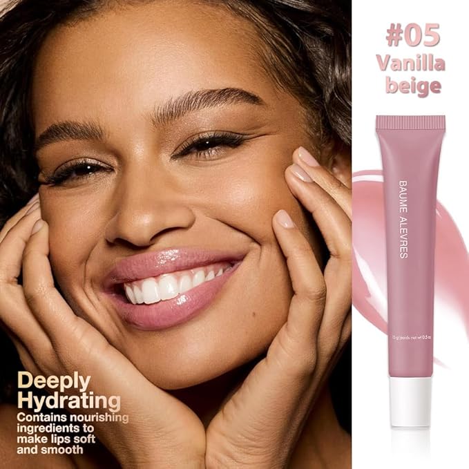 Butter Lip Balm – Ultra-Hydrating Lip Care with Shea Butter & Olive Oil, Soothes Dry Lips with Natural Tint & Gloss Effect,Lip Plumper Moisture & Light Lip Stain Finish #5 Vanilla Beige