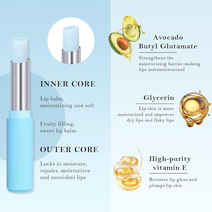 BINGBRUSH 3PCS Double Core Lipstick Set, Hydrating & Moisturizing Lipstick, Long Lasting Smooth Lip Color, Fruit Flavor Lipstick for Dry Lips