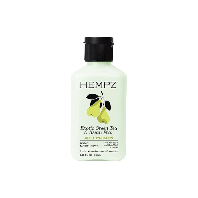 Hempz Exotic Natural Herbal Body Moisturizer with Pure Hemp Seed Oil, Green Tea and Asian Pear, 2.25 Fluid Ounce - Nourishing Vegan Skin Lotion for Dryness and Flaking with Acai and Goji Berry