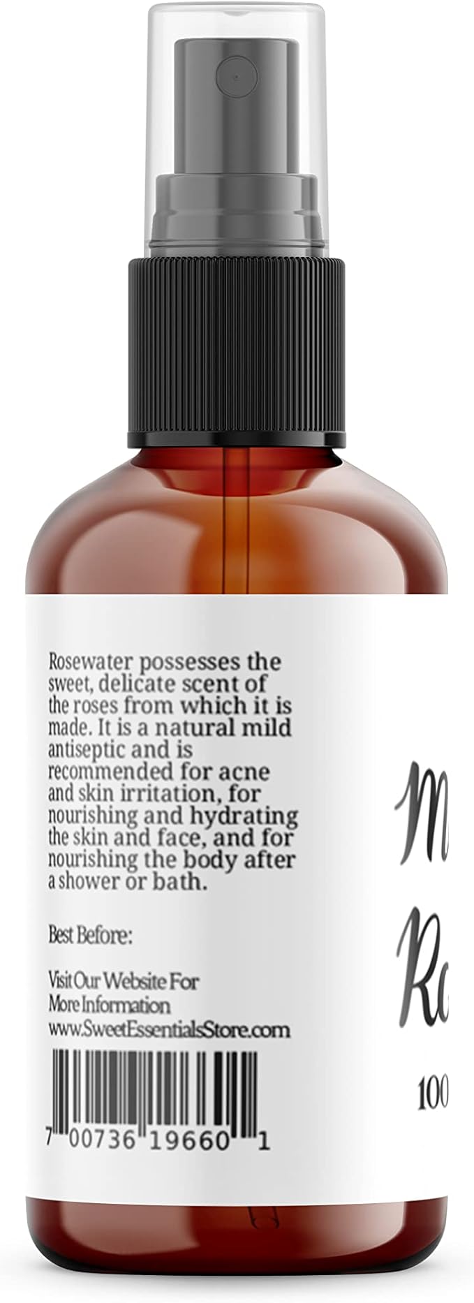 Premium Organic Moroccan Rose Water - 4oz W/Sprayer - Imported From Morocco - 100% Pure (Food Grade) No Oils or Alcohol - Rich in Vitamin A & C Perfect for Hydrating & Rejuvenating Your Face & Neck