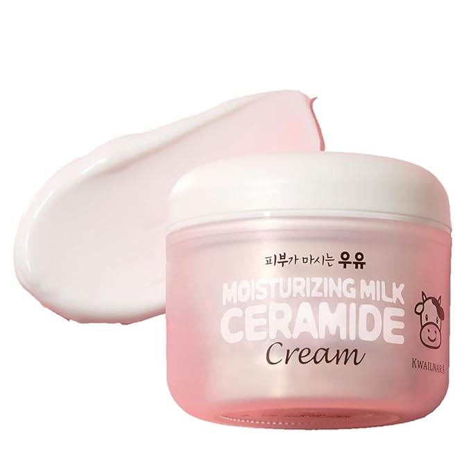KWAILNARA Ceramide Milk Facial Moisturizer (3.38 Fl Oz) – Korean Face Moisturizer for Barrier Repair & Deep Hydration | Milk Protein, Royal Jelly & Strengthening Ceramides | Non-Greasy Daily Care