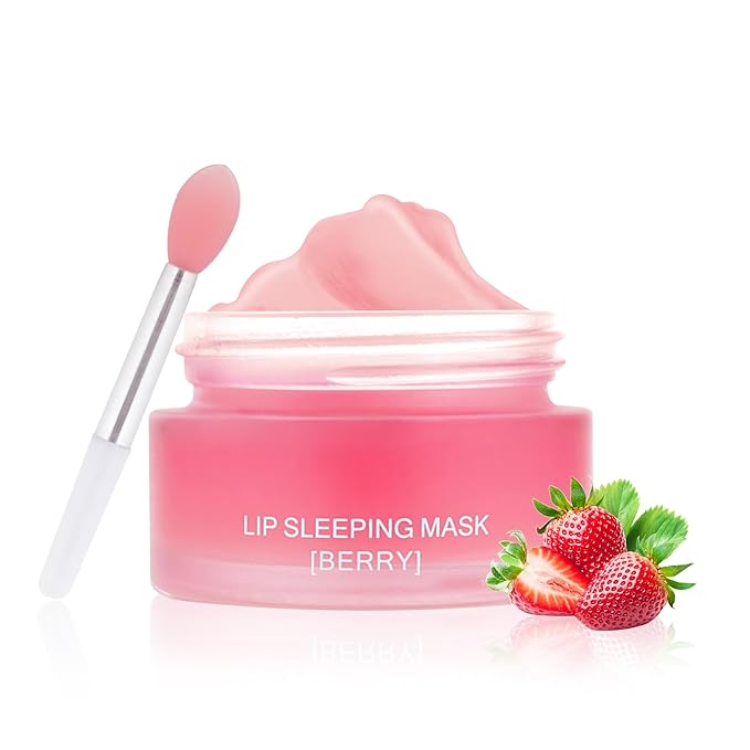 MEICOLY Nourish Hydrating Lip Sleeping Mask,Lip Mask Overnight,Intense Hydration Night Sleep Lip Mask,Lip Balm for Restore,Hydrate Dry Chapped Lips,Berry,0.7oz