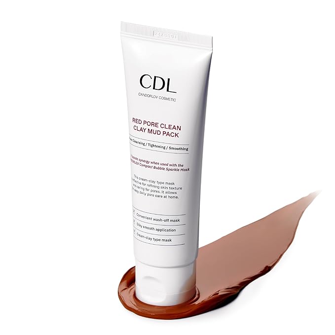 CANDORLOV Clay Mask for Face, Korean Red Mud Mask – Deep Pore Cleansing Facial Mask for Sensitive Skin, Exfoliating & Soothing Kaolin Clay Mask to Remove Impurities & Sebum, 2.7 oz