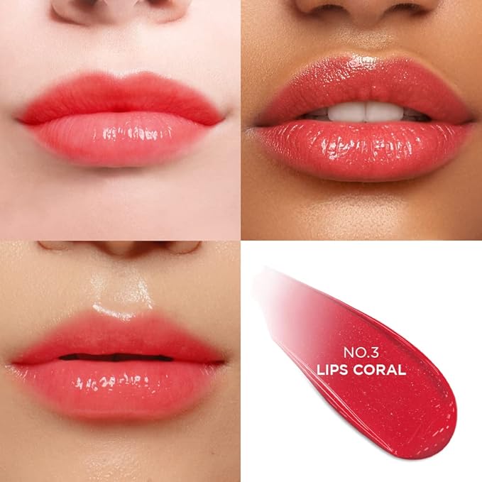 DEWYCEL TINTOURING BALM | #3 LIPS CORAL | Non-Sticky Moisturizing & Hydrating Tinted Lip Balm for Chapped Lips | Natural Color Lip Glow Balm