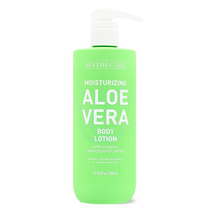 Moisturizing Aloe Vera Body Lotion – With Vitamin E & Coconut Water – Renews, Soothes & Rehydrates Skin – Paraben-Free, Sulfate-Free, Cooling Formula, 17.92 fl oz