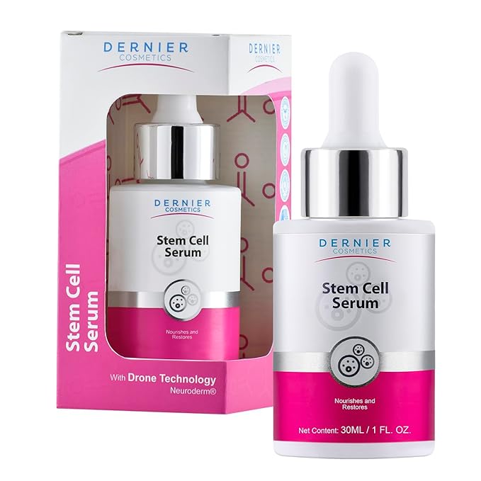 Dernier Stem Cell Face Serum – 3% Bio-Vegan Stem Cells, 1% Hyaluronic Acid, 0.3% Allantoin | Overnight Hydrating Serum for Smoother-Looking Skin & Youthful Appearance (1 fl oz)