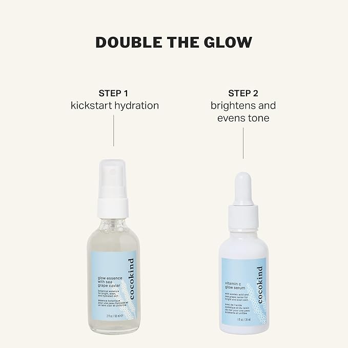 Cocokind Vitamin C Glow Serum with Azelaic Acid and Sea Grape Caviar for Bright and Even Skin, 1 Fl Oz