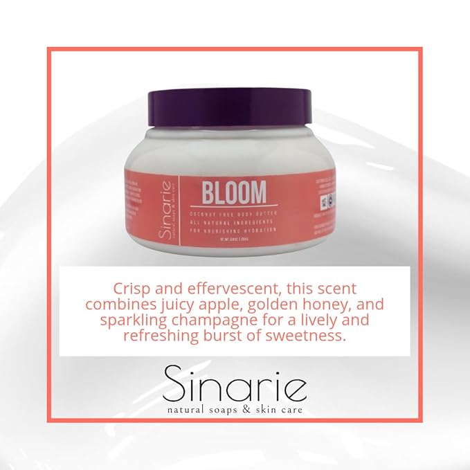 Sinarie Coconut-Free Body Butter – Ultra-Nourishing Moisturizer with Mango Butter, Avocado Oil & Jojoba Oil – Hydrating & Non-Greasy Lotion for Sensitive Skin (4 oz., Bloom)