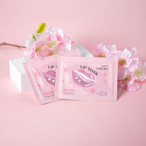 AKARY Sakura 10 Pieces Hydrating Lip Mask, Lip Sleep Mask Collagen Crystal Lip Care Gel Pads For Moisturizing, Minimize Fine Lines, Remove Dead Skin, Chapped Pads Lip Mask (10)