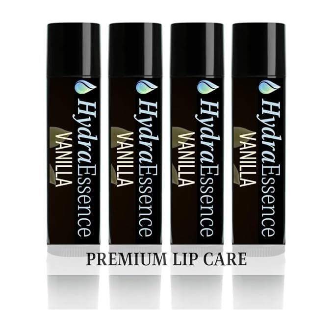 Vanilla Lip Balm 4-Pack – No Menthol No Camphor No Phenol – Natural Formula, Smooth Long-Lasting Moisture for Dry Lips