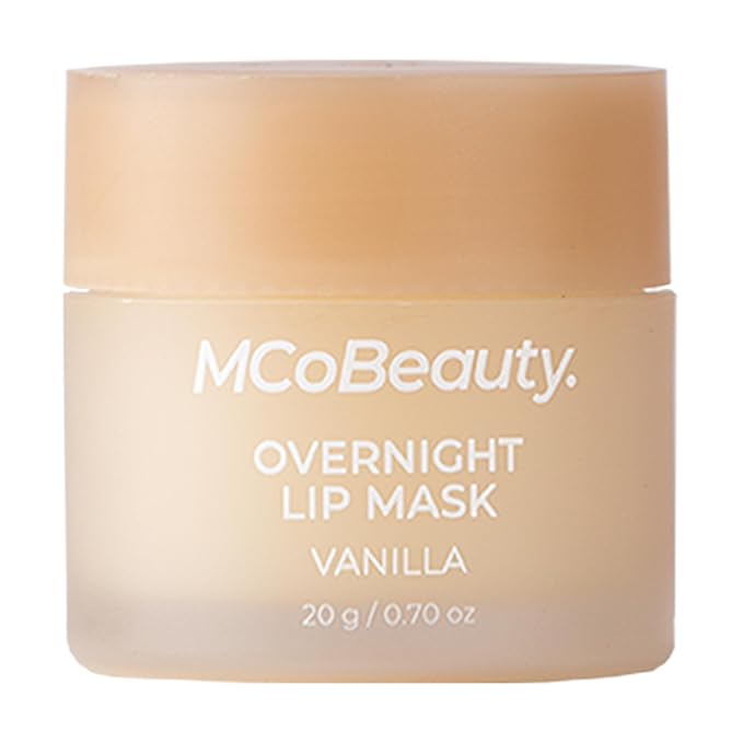 MCoBeauty Double Duty Lip Mask Vanilla - Hydrating Lip Balm with Coconut Oil Vitamin E Hyaluronic Acid - Overnight Lip Mask Treatment for Dry Lips - Tinted Lip Care, Vegan Cruelty Free - 15g