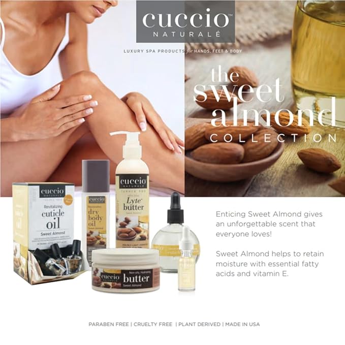 Cuccio Naturale Butter Blend Sweet Almond Body Butter – Ultra Moisturizing Non-Greasy Cream for Dry Skin – Enriched with Vitamin E & Fatty Acids – Paraben & Cruelty Free – 8 oz (Pack of 1)