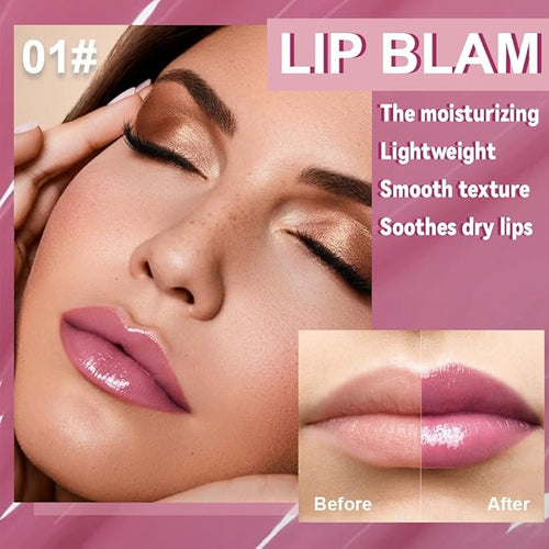 2Pcs Summer Lip Butter Lip Balm Glow Reviver Lip Gloss, Melting Lip Serum, Ultra-Hydrating Natural Vegan Lip Balm, Sheer-Tinted Shine & Hydration, Soothes & Softens Dry Lips (01+06)