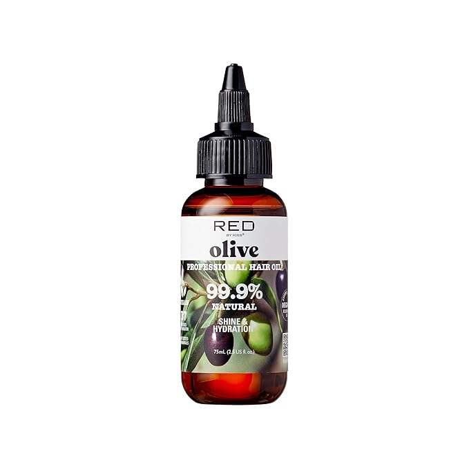 Red by Kiss Professional 99.9% Natural Hair Oil, Organic Vegan Oil Blend for Shine & Hydration Hair, Biotin Infused, Moisturize Nourish & Smooth Hair (Olive, 2.5 Fl Oz)