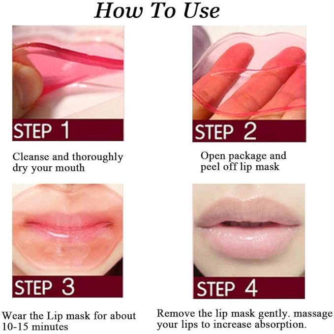 Lip Mask Patches,30PCS Collagen Crystal Pink Care Gel Pads,Moisturizing Anti-Wrinkle Anti-Aging Firm Hydrate Lips,Remove Dead Skin Fine Lines Moisture Essence Make Your Dry Lip Attractive Sexy