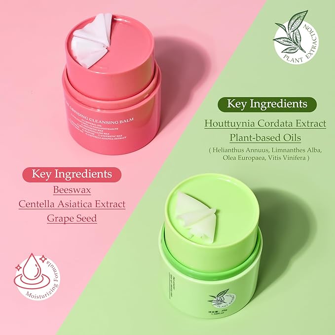 KYDA Pure Plants Grinding Cleansing Balm, One Step Makeup Cleansing Oil with Centella, Non-Greasy Sorbet Texture, Nourishing Make Up Remover Balm, Vegan Skin Care for All Skin Types, 1.69 Fl Oz