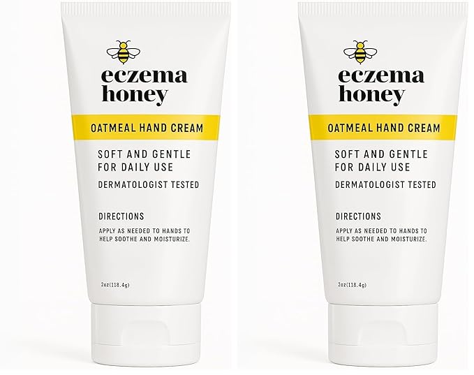 ECZEMA HONEY Oatmeal Hand Cream - Natural Hand & Body Lotion for Eczema Rash Relief - Eczema Cream for Dry, Itchy, Sensitive, & Irritable Skin (2 Oz) (Pack of 2)
