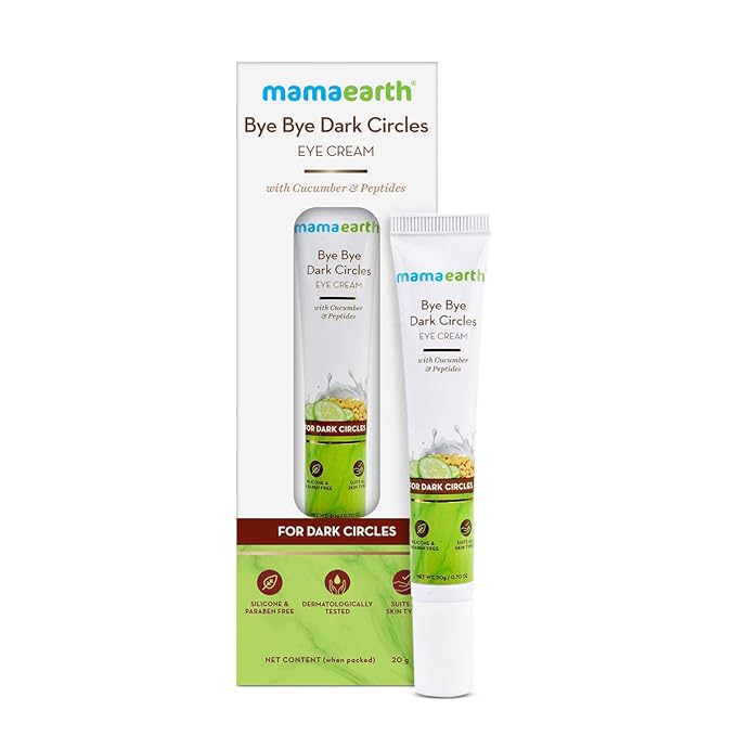MAMAEARTH Bye Bye Dark Circles Eye Cream with Cucumuber & Peptides 0.71 Oz/20 g