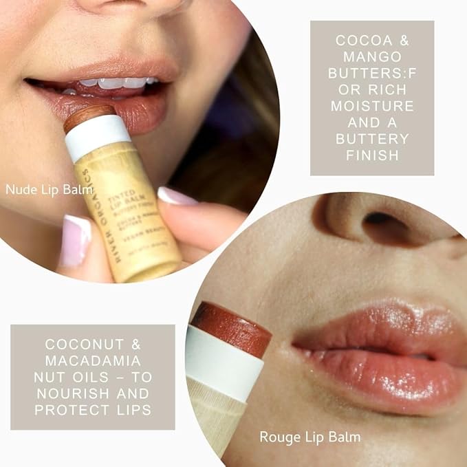 Tinted Lip Balm – Rouge | Vegan, Plastic-Free, Long-Lasting, Organic, Zero-Waste 0.28 OZ