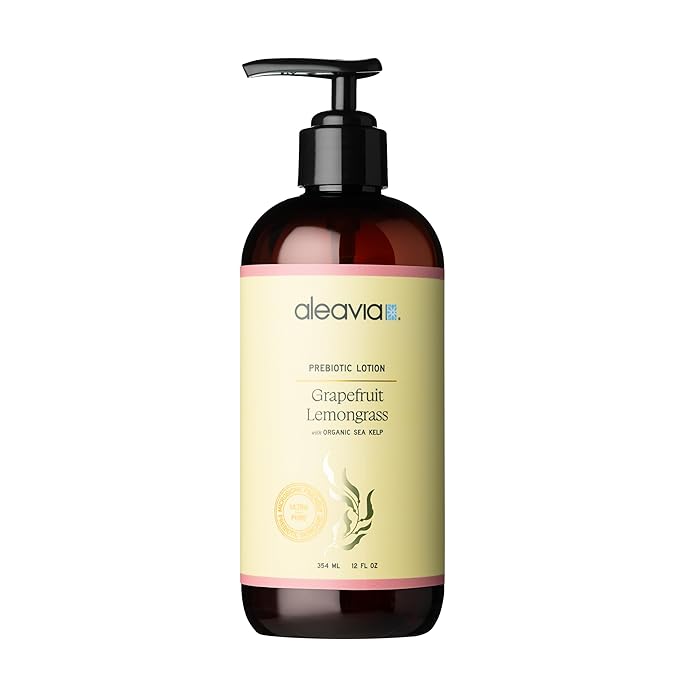 Aleavia Grapefruit Lemongrass Prebiotic Body Lotion – Lightly Scented, All-Natural Moisturizing Body Lotion with Organic Essential Oils – 12 Oz