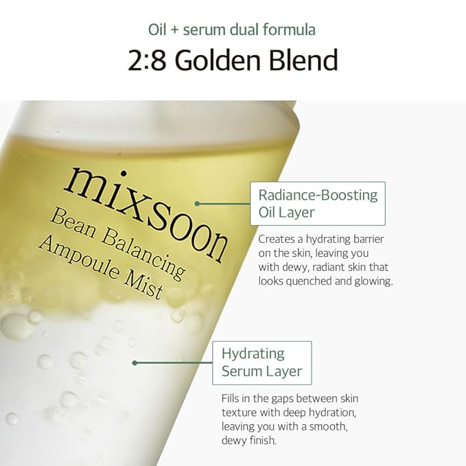 mixsoon Bean Balancing Ampoule Mist - Hyaluronic Acid, Hydrating Face Mist, Soothing for Face, Oil balance For Hydrated Radiance 100ml / 3.38 fl.oz. Korean Glass Skin Care