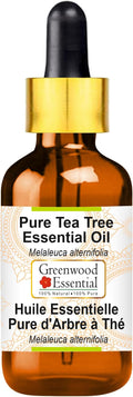 Greenwood Essential Tea Tree Essential Oil (Melaleuca alternifolia) with Glass Dropper Steam Distilled 5ml (0.16 oz)