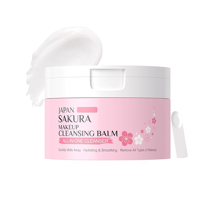Sakura Makeup Cleansing Balm, Hydrating & Smoothing All-In-One Cleanser Quickly Melts Away, Gently Cleanse Dirt, Impurities And Makeup Face Cleanser & Makeup Remover for Women Girls, 3.53oz.