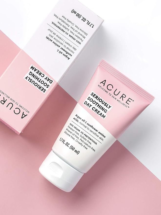 Acure Soothing Day Cream - Moisturizer for Dry Sensitive Skin, Hydrating & Soothing Facial Lotion with Argan Oil, Chamomile & Sunflower Amino Acids, Vegan & Cruelty Free Skincare - 1.7 fl oz