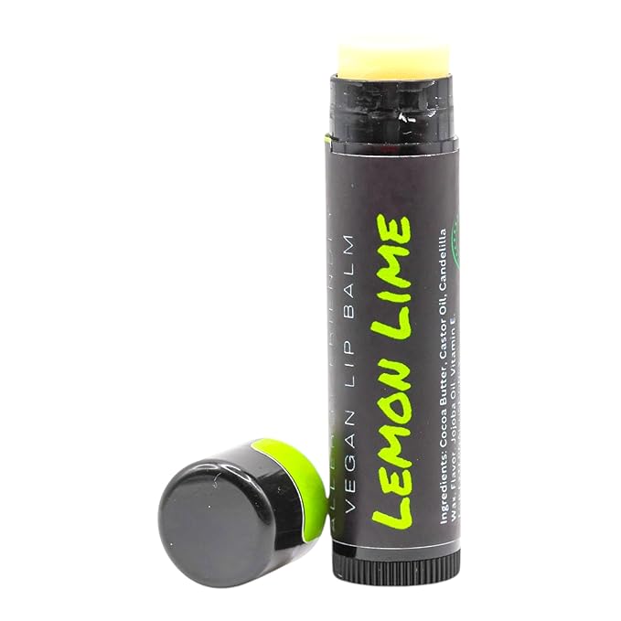 Vegan Lip Balm - All Natural and Free of Beeswax, Soy, Nut, and Top 9 Food Allergens (Lemon Lime)