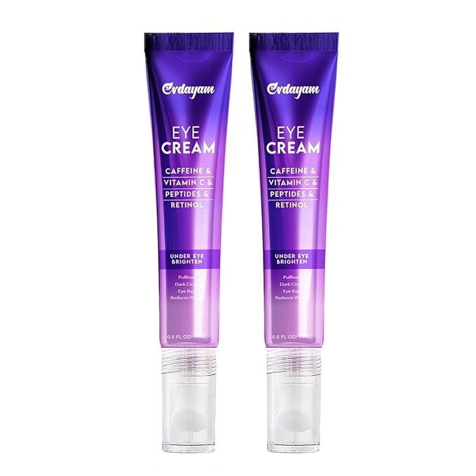 Caffeine Eye Cream for Under‑Eye Hydration (2 packs), Puffiness & Tired‑Looking Eyes –Lightweight Cooling Eye Balm with Caffeine, Peptides & Retinol –Daily Formula for Men & Women (15ml x 2)