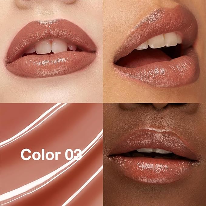 Warm Brown Nude Tinted Lip Balm, Hydrating Sheer Soft Matte Finish Lipstick for Women, Creamy Natural Color Lip Tint Balm Lightweight And Non-greasy Lip Glow Long Lasting Waterproof for Dry Lips 03#