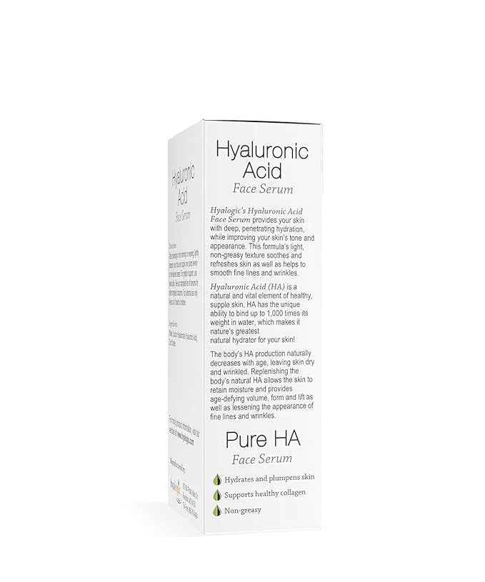 Hyalogic Pure HA Face Serum 1 oz with 1 Hyaluronic Acid Facial Mask - Sensitive Skin - Deep Hydrating, Moisturizing Topical, 1oz Pump - For Women & Men - Rejuvenate & Moisturize
