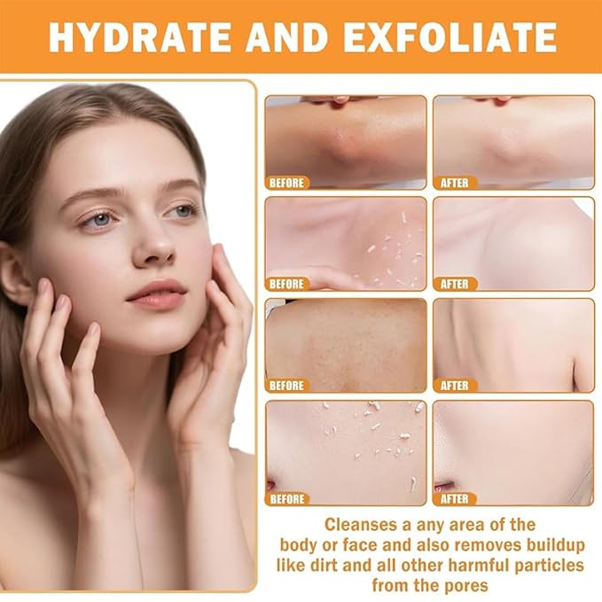 Natural Turmeric & Vitamin C Exfoliating Gel 5.3oz, Gentle Face Scrub for Dull & Dry Skin, Removes Dead Skin