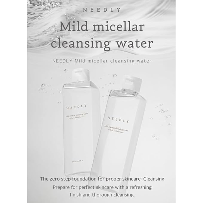 NEEDLY Mild Micellar Cleansing Water (13.18 Fl Oz) | Low-Irritant, Removes Impurities, Deep Cleansing, Moisturizing