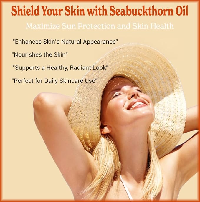 Natural Born Oils Sea Buckthorn Oil, 8oz, Organic, Cold-Pressed, Rich in Fatty Acids, Ideal for Moisturizing Skin, Strengthening Hair