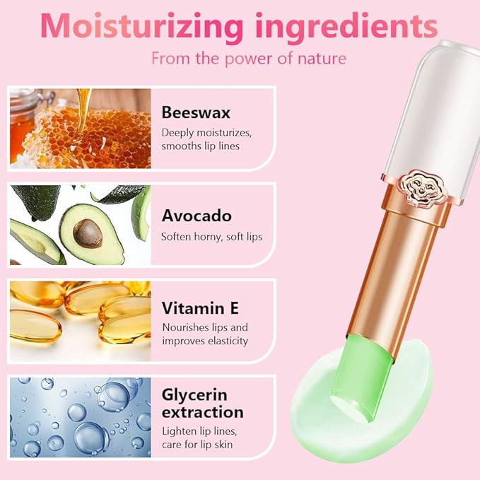BINGBRUSH 2 Pcs Aloe Color Changing Lipstick Queen,PH Mood Long Lasting Labiales Lip Gloss Lip Balm Tinted Magic Lip Stain Makeup Lipstick Set for Women